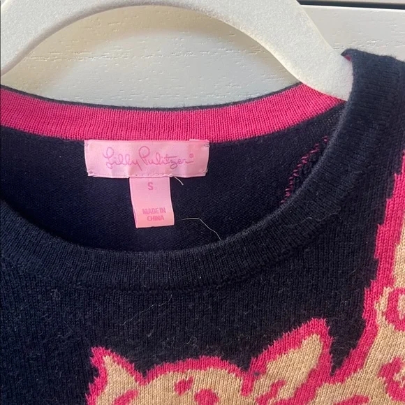 Lilly Pulitzer navy blue leopard sweater small - Picture 2 of 4